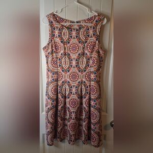 Julian Taylor fit and flare sleeveless Mosaic Print A-Line Dress in Multicolor M